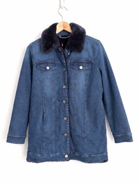 Marella Sport Max Mara Group - Y2K Faux Fur Collar Denim Jacket - Size 8